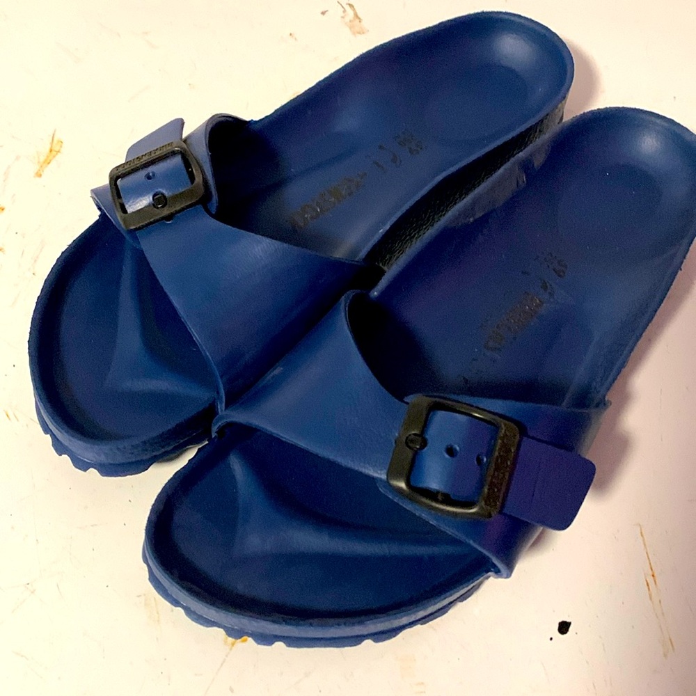 Birkenstock Women's Blue Single-Buckle Slide Sandals
